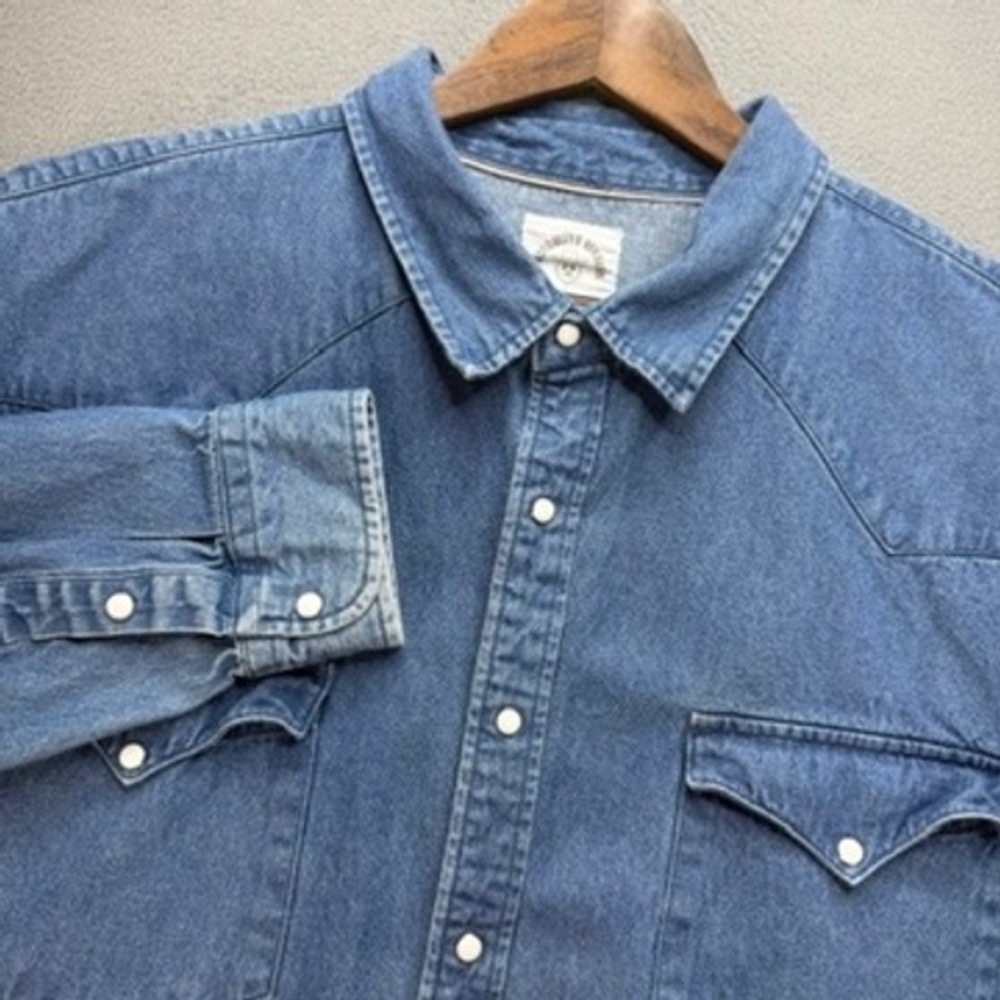 Dubinik Denim Western Shirt Regular Fit 3XL Blue Pearl Snap Long Sleeve Cotton
